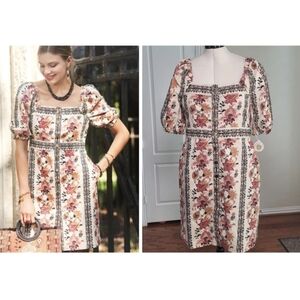 Spartina 449 Catrina Denim Dress Linden Thistle Stripe Sz Large Fall Cottagecore